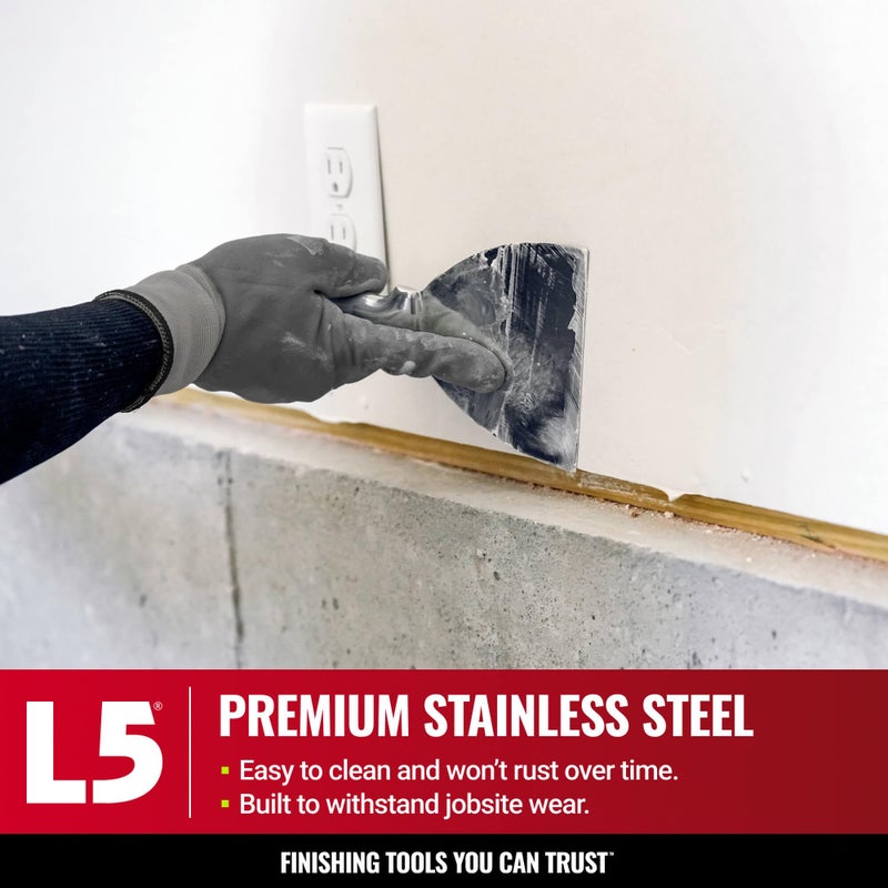 Level-5 5" All Stainless Steel Joint Knife - LEVEL5 | Professional Grade Putty Blade, Premium Polished All-Metal, Precision Ground Edge, Ergonomic, Corrosion Resistant | 5-405 - Image 5